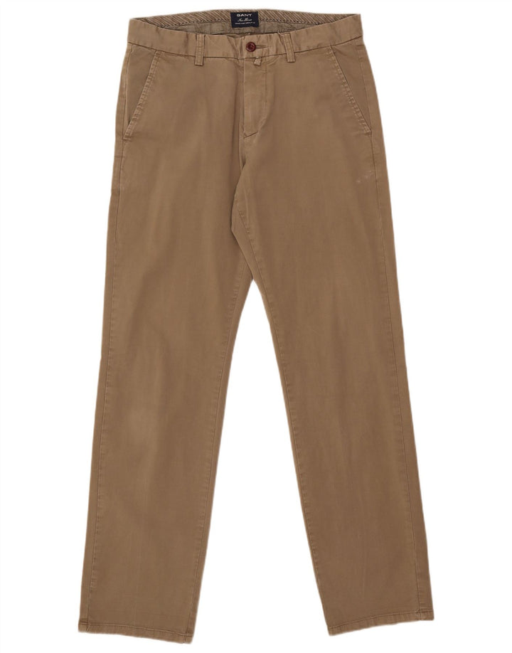 Gant Mens New Haven Regular Fit Straight Chino Trousers W30 L32 Brown