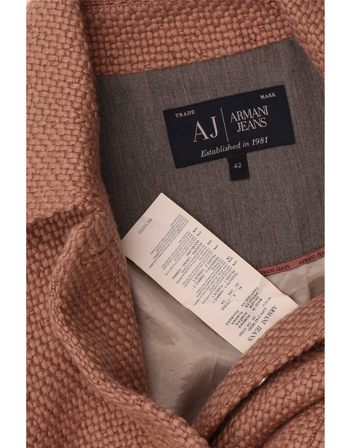 Armani Jeans Womens 4 Button Knit Blazer Jacket EU 42 Large Brown Acrylic