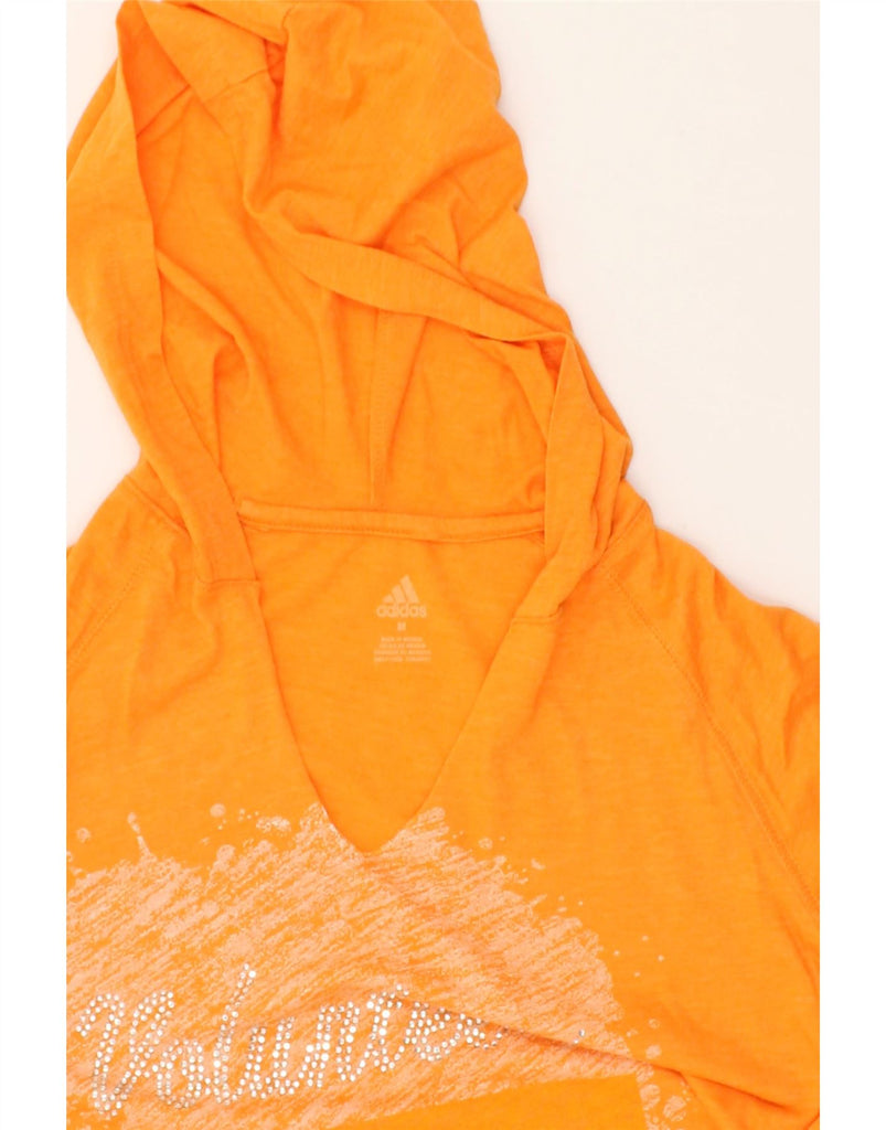 ADIDAS Womens Graphic Hoodie Jumper UK 14 Medium Orange Cotton | Vintage Adidas | Thrift | Second-Hand Adidas | Used Clothing | Messina Hembry 