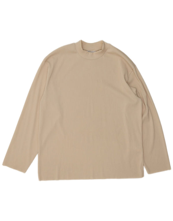 Zara Mens Top Long Sleeve XL Beige Polyester