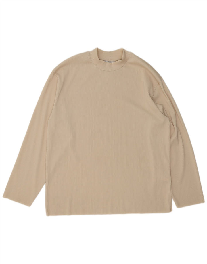 Zara Mens Top Long Sleeve XL Beige Polyester