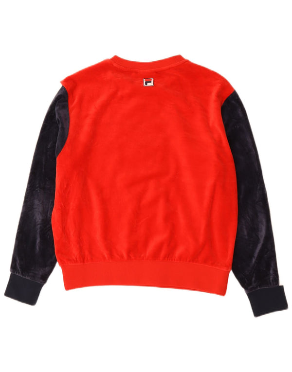 Fila Girls Graphic Velvet Sweatshirt Jumper 13-14 Years Red Colourblock