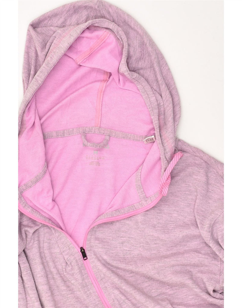 REEBOK Womens Zip Hoodie Sweater UK 12-14 Medium Pink Polyester | Vintage Reebok | Thrift | Second-Hand Reebok | Used Clothing | Messina Hembry 