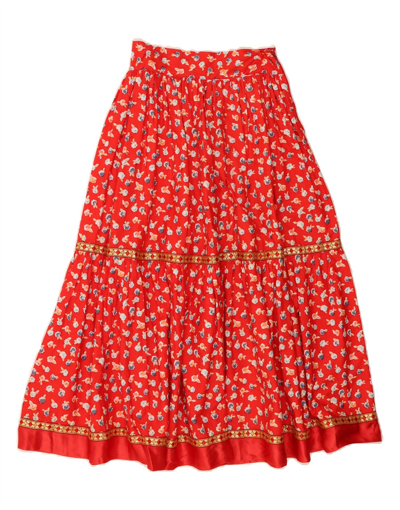 VINTAGE Womens Maxi Skirt W26 Small Red Floral Vintage Vintage and Second-Hand Vintage from Messina Hembry 