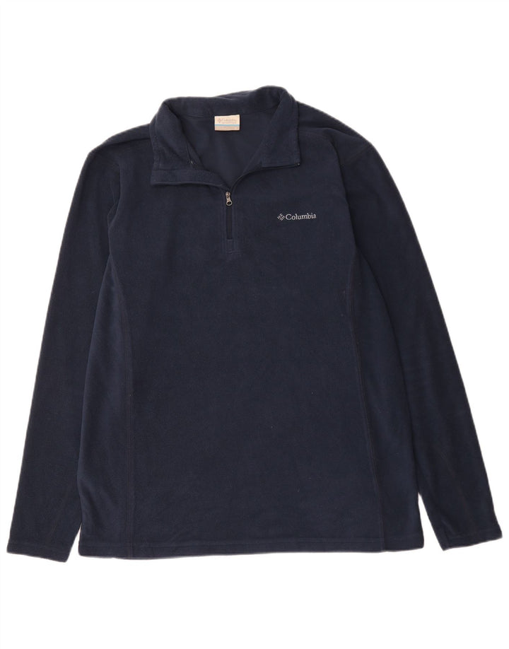Columbia Mens Zip Neck Fleece Jumper Large Navy Blue Polyester