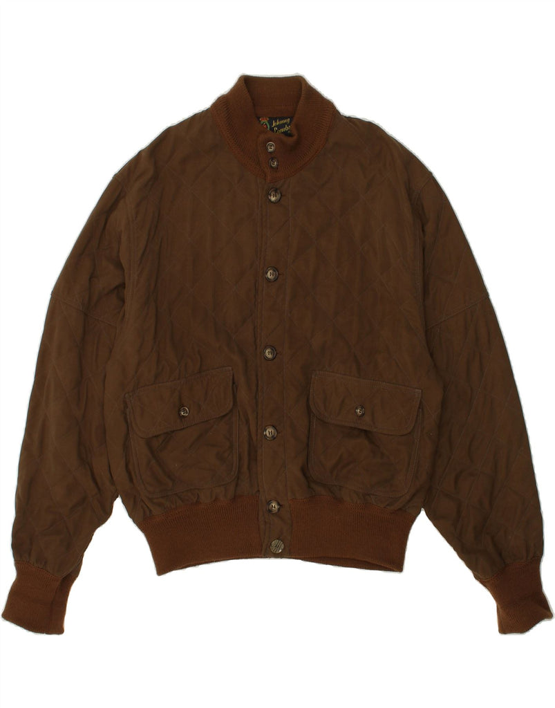 JOHNNY LAMBS Mens Quilted Bomber Jacket IT 52 XL Brown Polyester | Vintage Johnny Lambs | Thrift | Second-Hand Johnny Lambs | Used Clothing | Messina Hembry 