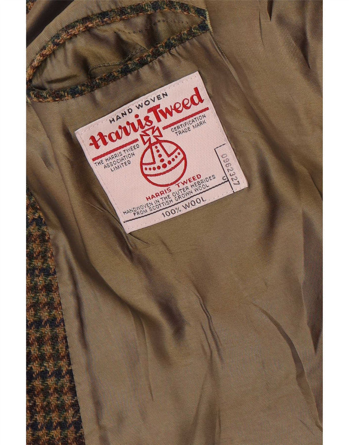 Harris Tweed Mens 2 Button Blazer Jacket UK 40 Large Brown Houndstooth Wool