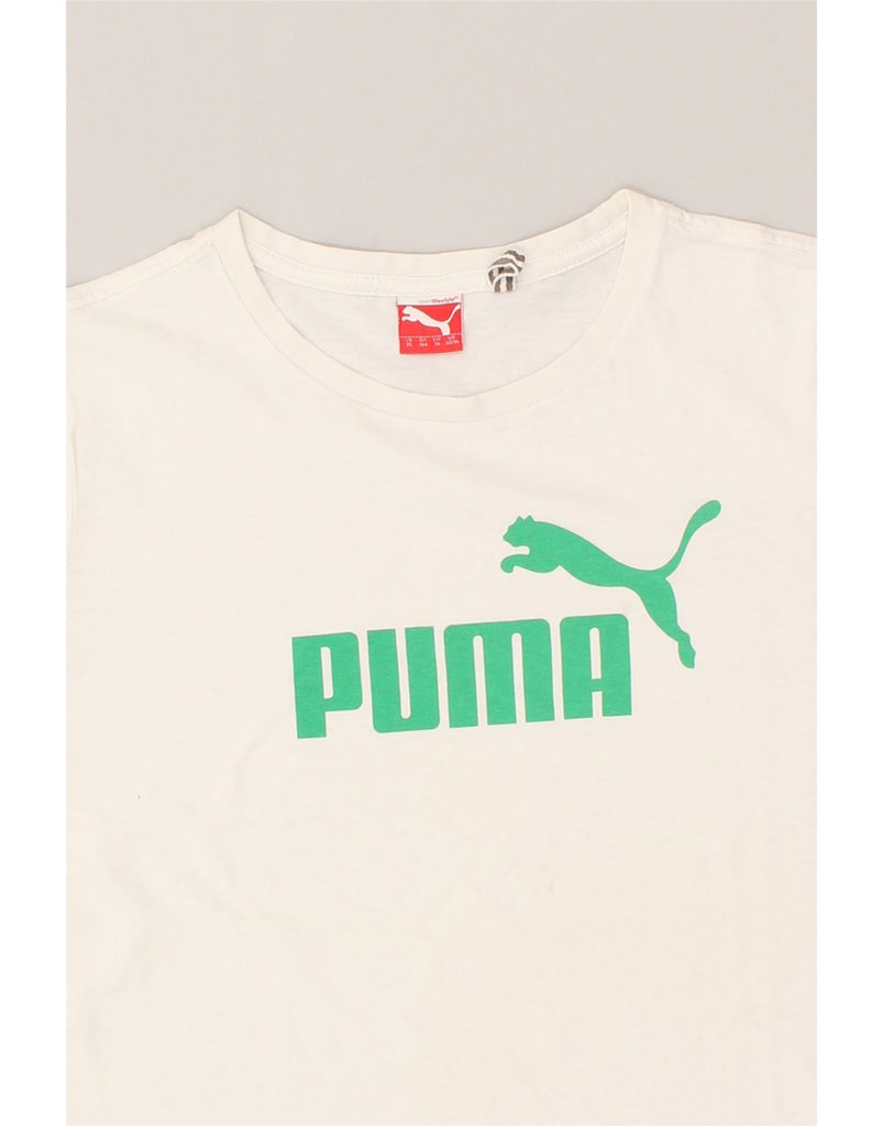 PUMA Boys Graphic T-Shirt Top 13-14 Years White Cotton | Vintage Puma | Thrift | Second-Hand Puma | Used Clothing | Messina Hembry 