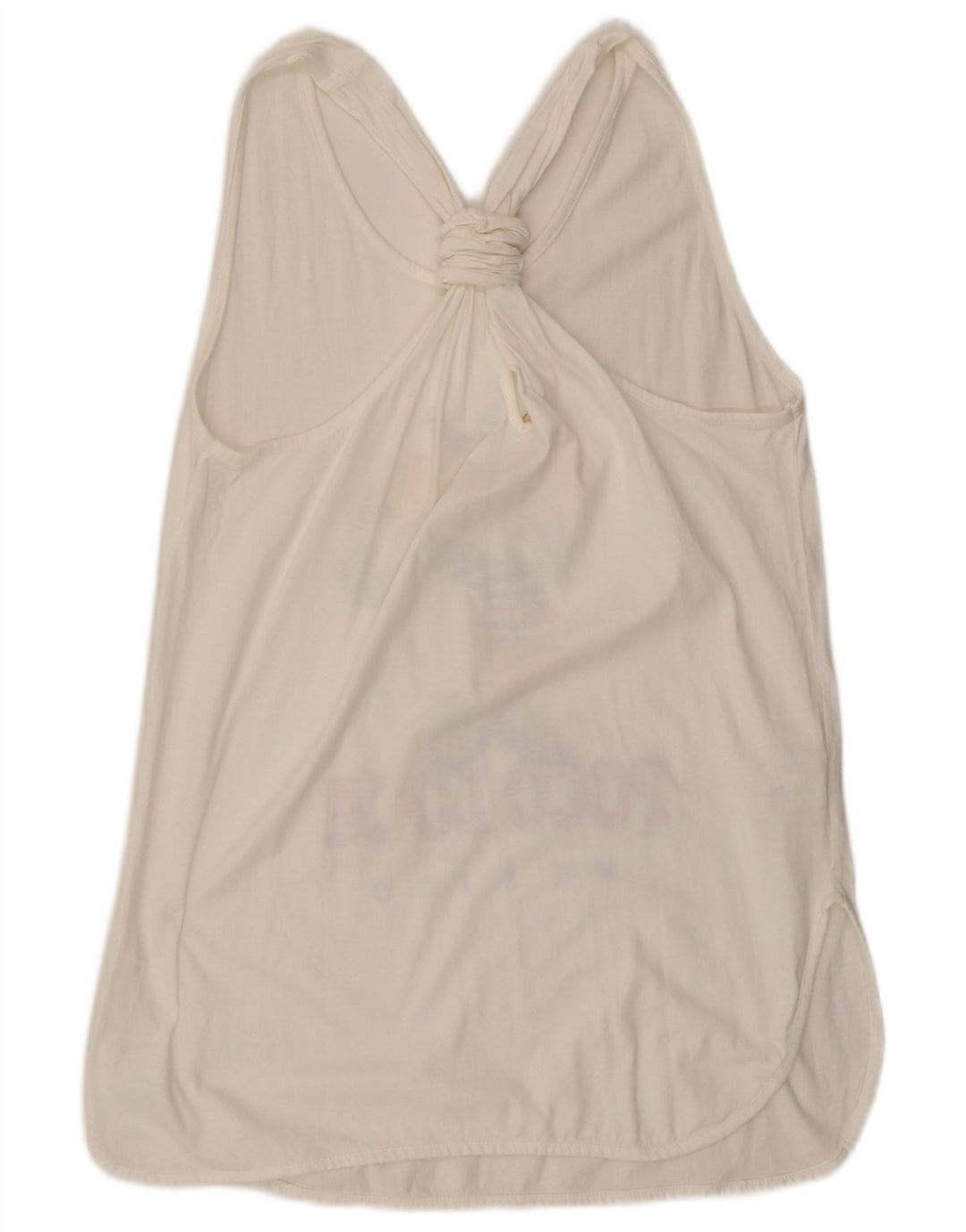 Vintage Womens Graphic Vest Top UK 16 Large White Cotton