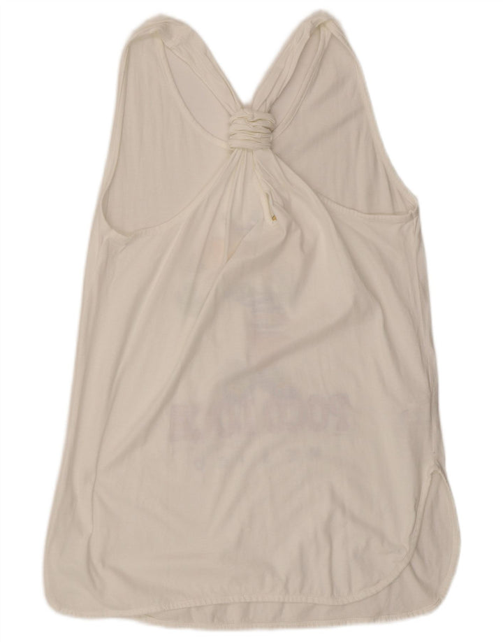 Vintage Womens Graphic Vest Top UK 16 Large White Cotton