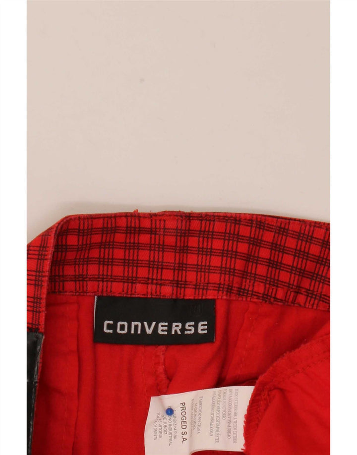 Converse Mens Cargo Shorts W38 XL Red Check Polyester