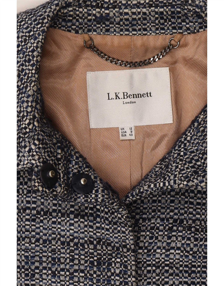 L.K. Bennett Womens Bomber Jacket UK 12 Medium Navy Blue Flecked Cotton