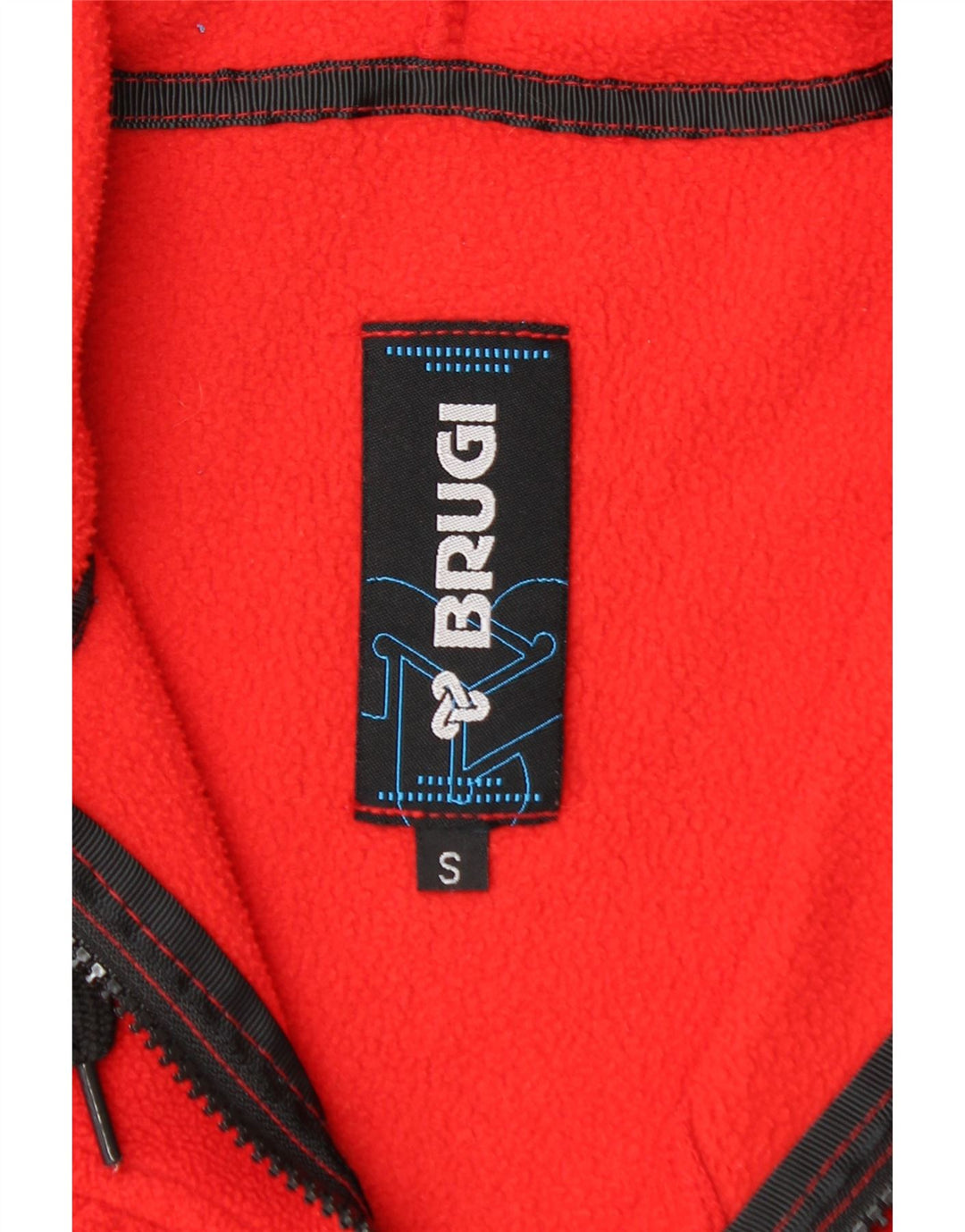 Brugi Mens Hooded Fleece Jacket UK 36 Small Red Colourblock Polyester