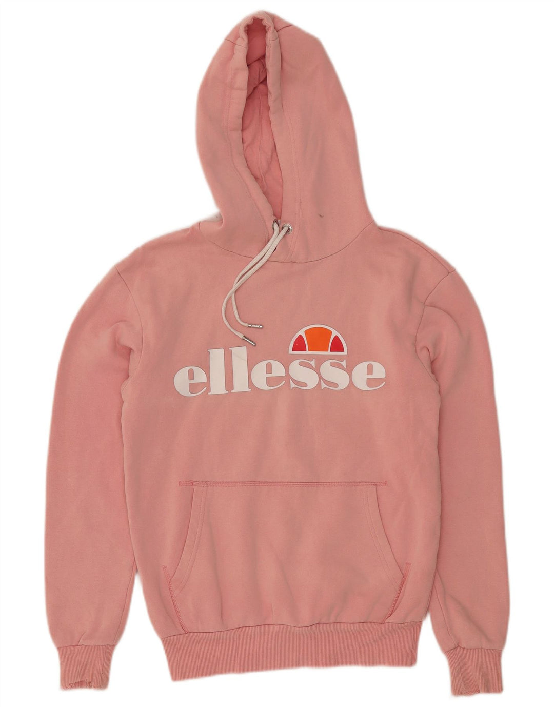 ELLESSE Womens Graphic Oversized Hoodie Jumper UK 6 XS Pink