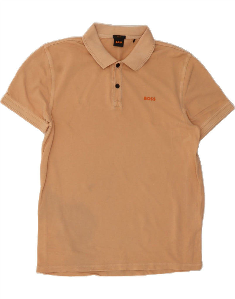 HUGO BOSS Mens Slim Fit Polo Shirt Large Beige Cotton Vintage Hugo Boss and Second-Hand Hugo Boss from Messina Hembry 