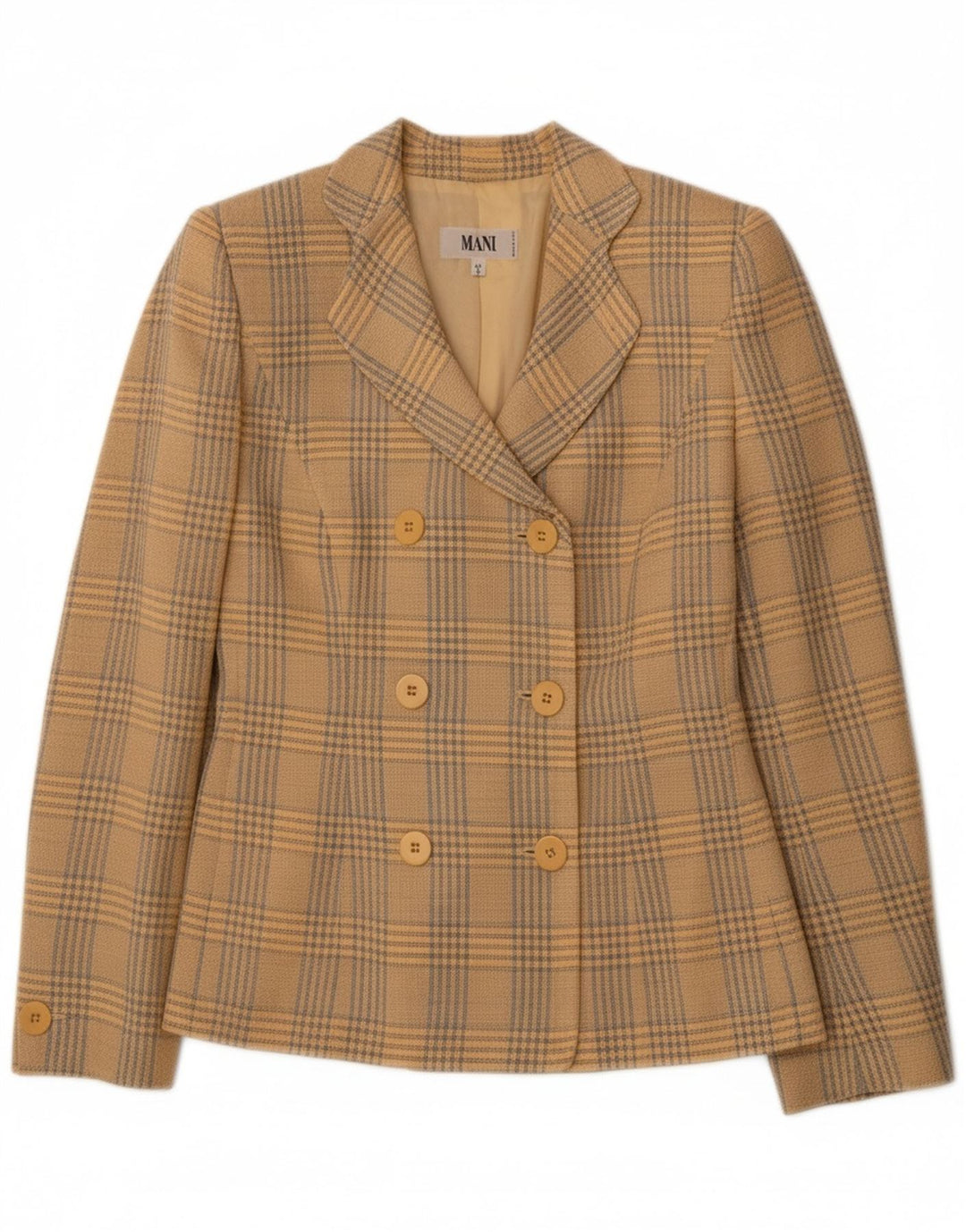 MANI Womens Double Breasted Blazer Jacket IT 42 Medium Beige Houndstooth Vintage MANI and Second-Hand MANI from Messina Hembry 