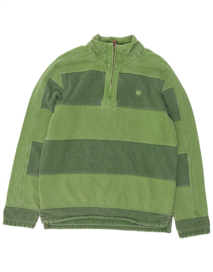 Fat Face Mens Zip Neck Sweatshirt Jumper Small Green Striped Cotton