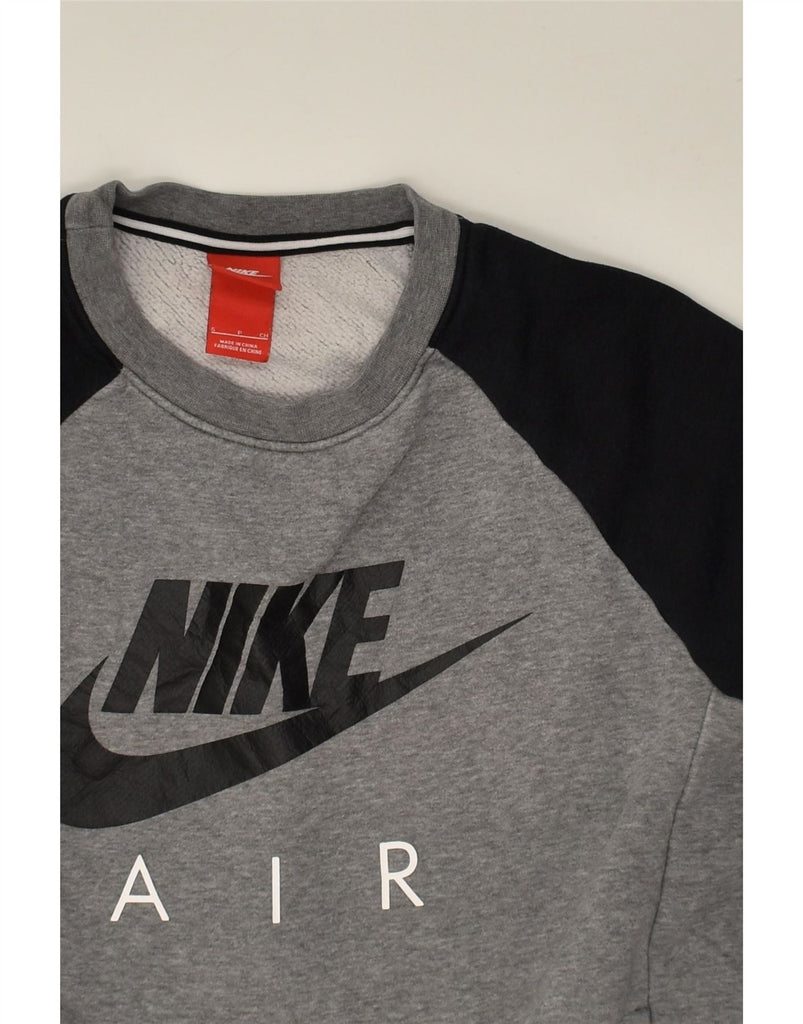 NIKE Womens Graphic Sweatshirt Jumper UK 10 Small Grey Colourblock Cotton Vintage Nike and Second-Hand Nike from Messina Hembry 