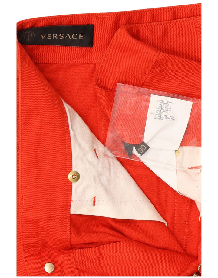 VERSACE Womens Straight Casual Trousers W30 L26 Red Cotton