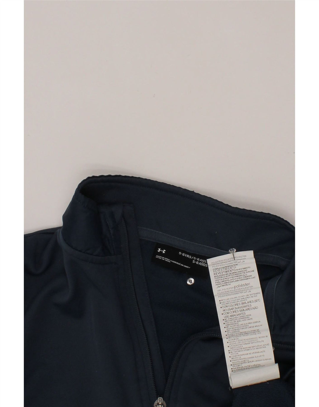 UNDER ARMOUR Boys Zip Neck Sweatshirt Jumper 5-6 Years Navy Blue Polyester