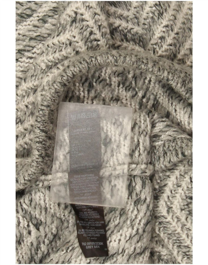 Marks & Spencer Womens Longline Cardigan Sweater UK 14 Medium Grey Chevron