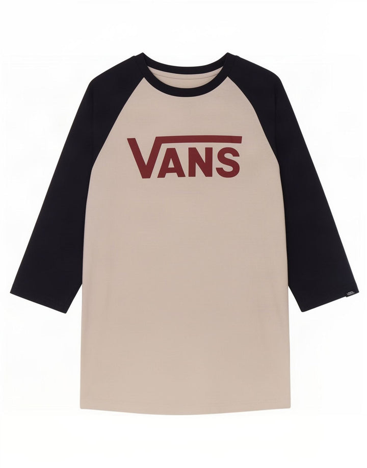 Vans Mens Slim Fit Top 3/4 Sleeve Medium White Colourblock Cotton