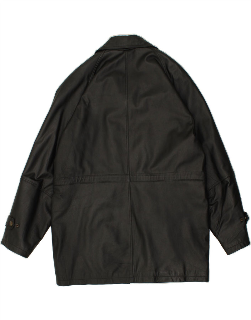 VINTAGE Mens Leather Coat UK 42 XL Black Polyester Vintage Vintage and Second-Hand Vintage from Messina Hembry 