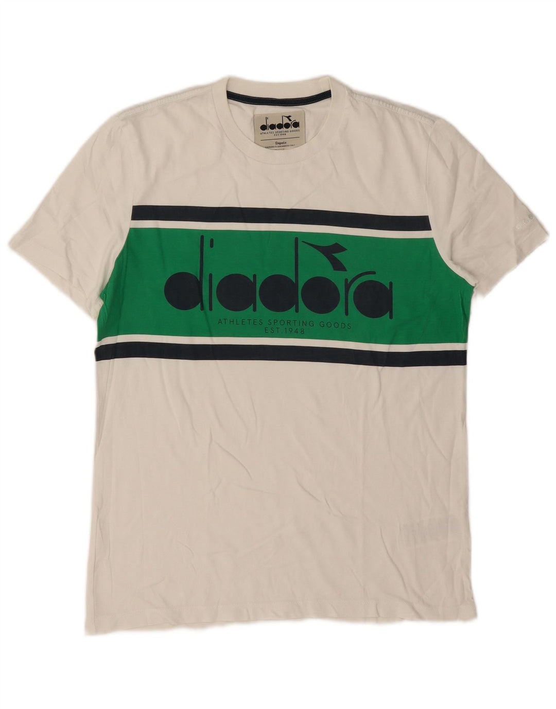 Diadora Mens Graphic T-Shirt Top Medium White Colourblock Cotton