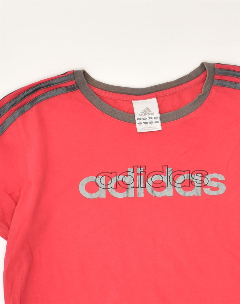 ADIDAS Womens Graphic T-Shirt Top UK 12 Medium Pink Cotton | Vintage Adidas | Thrift | Second-Hand Adidas | Used Clothing | Messina Hembry 