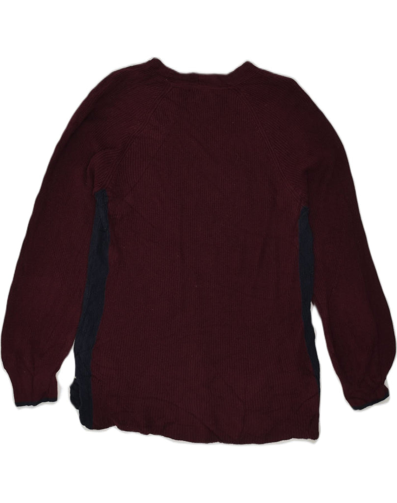 TOMMY HILFIGER Womens V-Neck Jumper Sweater UK 14 Large Maroon Cotton | Vintage Tommy Hilfiger | Thrift | Second-Hand Tommy Hilfiger | Used Clothing | Messina Hembry 