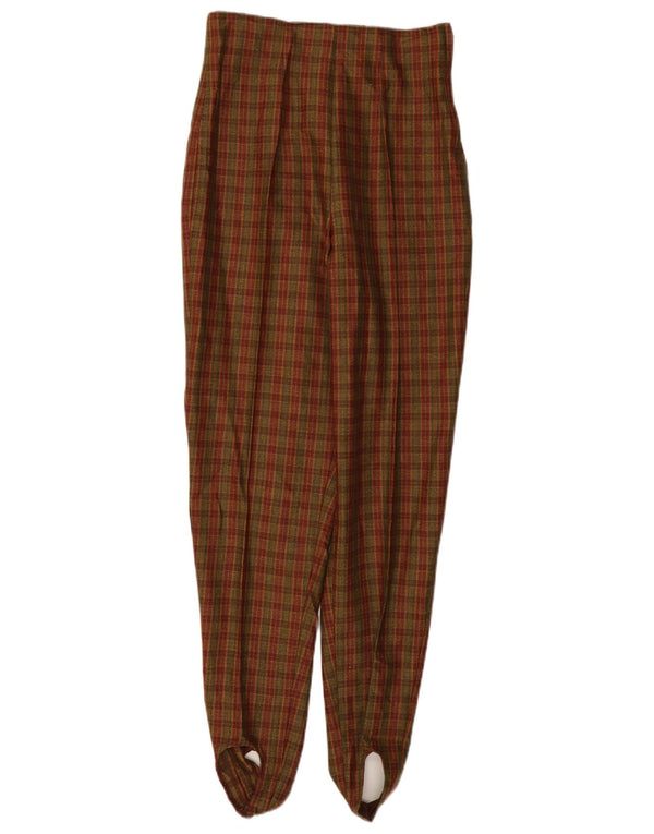 Vintage Womens Tapered Suit Trousers IT 44 Medium W26 L30 Brown Check