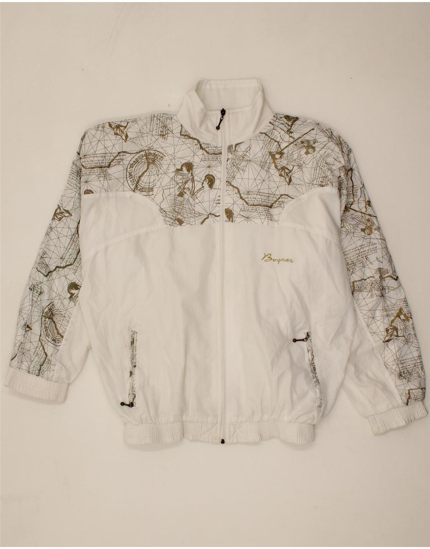 BOGNER Mens Abstract Pattern Tracksuit Top Jacket Large White