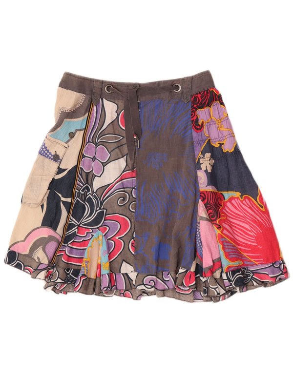 D.E.P.T Womens A-Line Skirt XS W28 Multicoloured Floral Linen