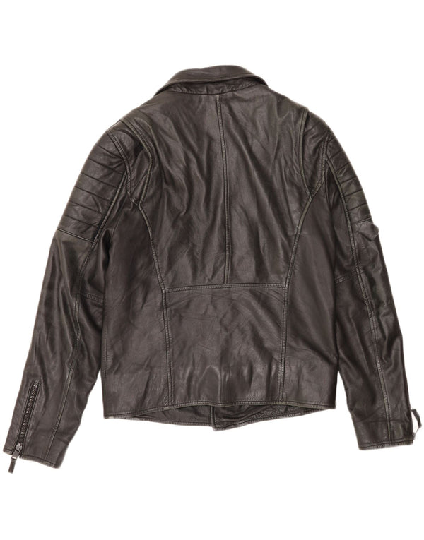 Infinity Mens Leather Biker Jacket UK 40 Large Black