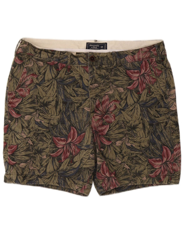 Abercrombie & Fitch Mens Chino Shorts W33 Medium Khaki Floral Cotton
