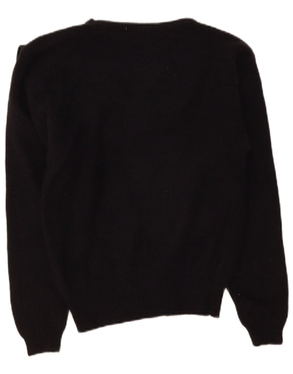 Vintage Womens V-Neck Jumper Sweater UK 10 Small Black