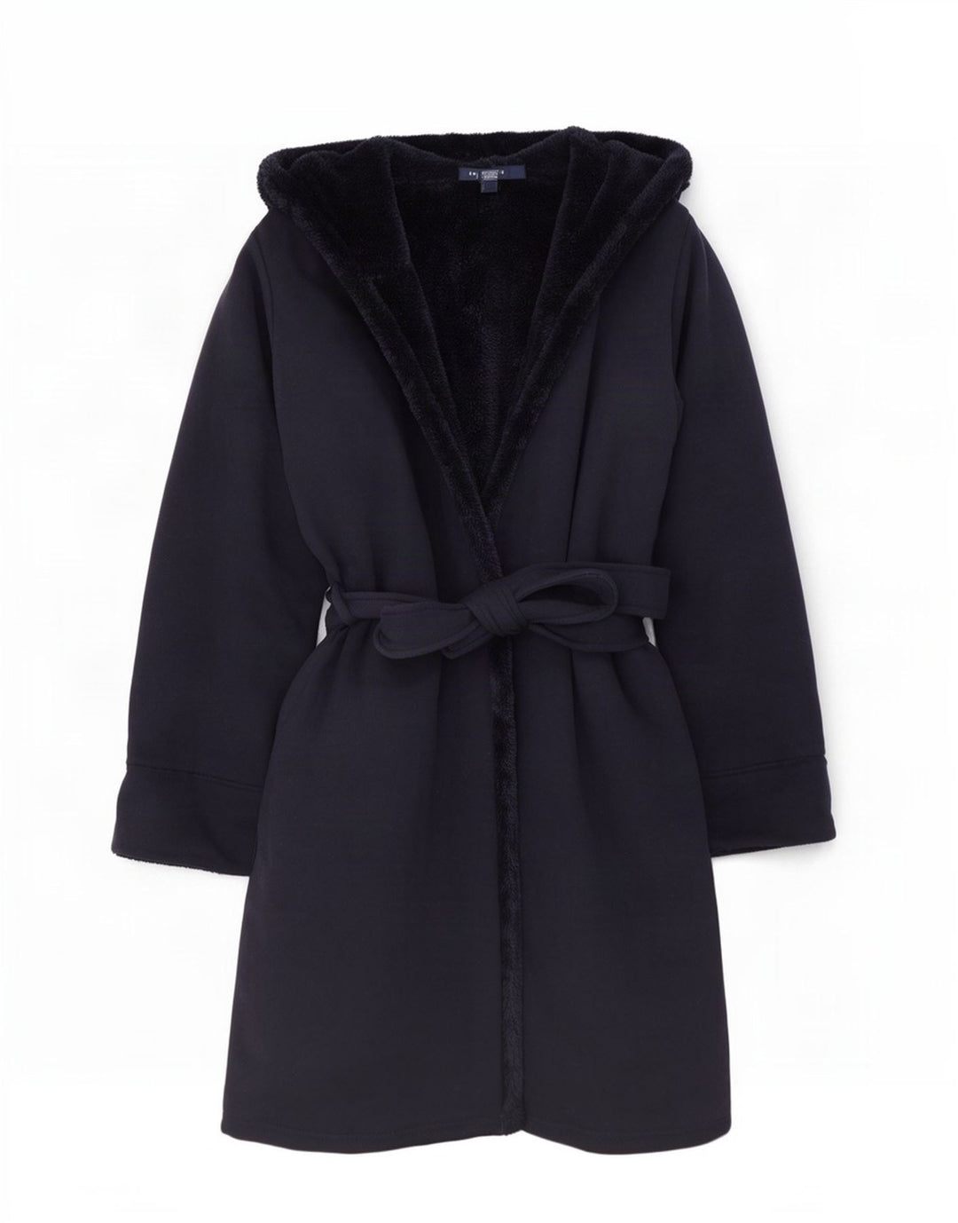 Lands End Womens Oversized Hooded Sherpa Overcoat UK 10 Small Navy Blue