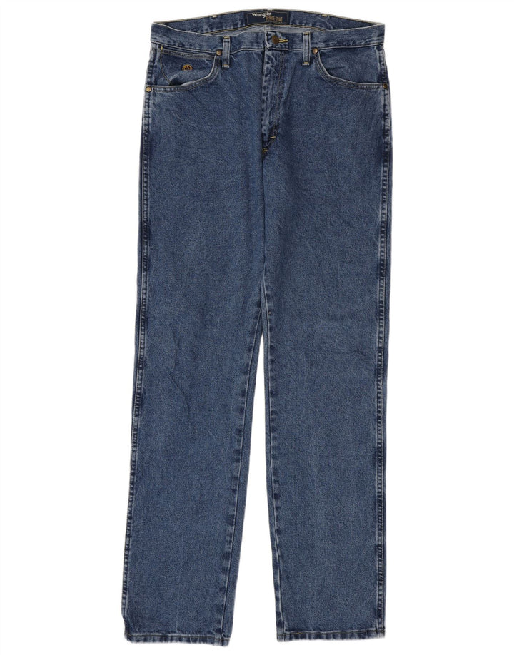 Wrangler Mens Straight Jeans W34 L36 Blue Cotton