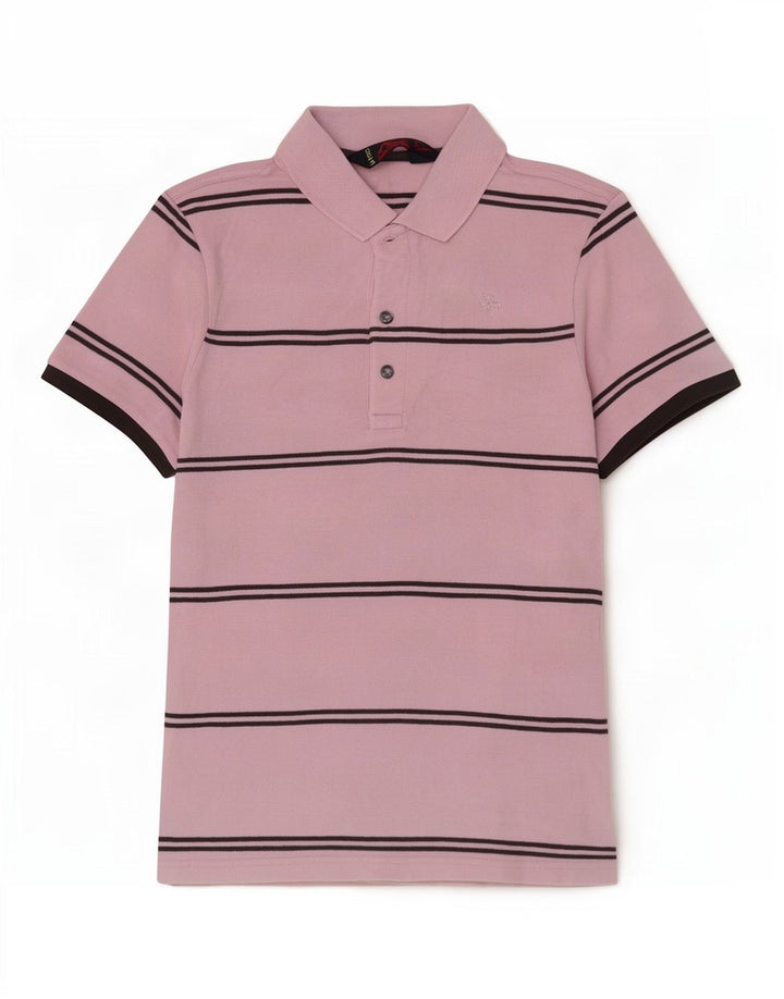 Kappa Mens Polo Shirt Medium Pink Striped Cotton