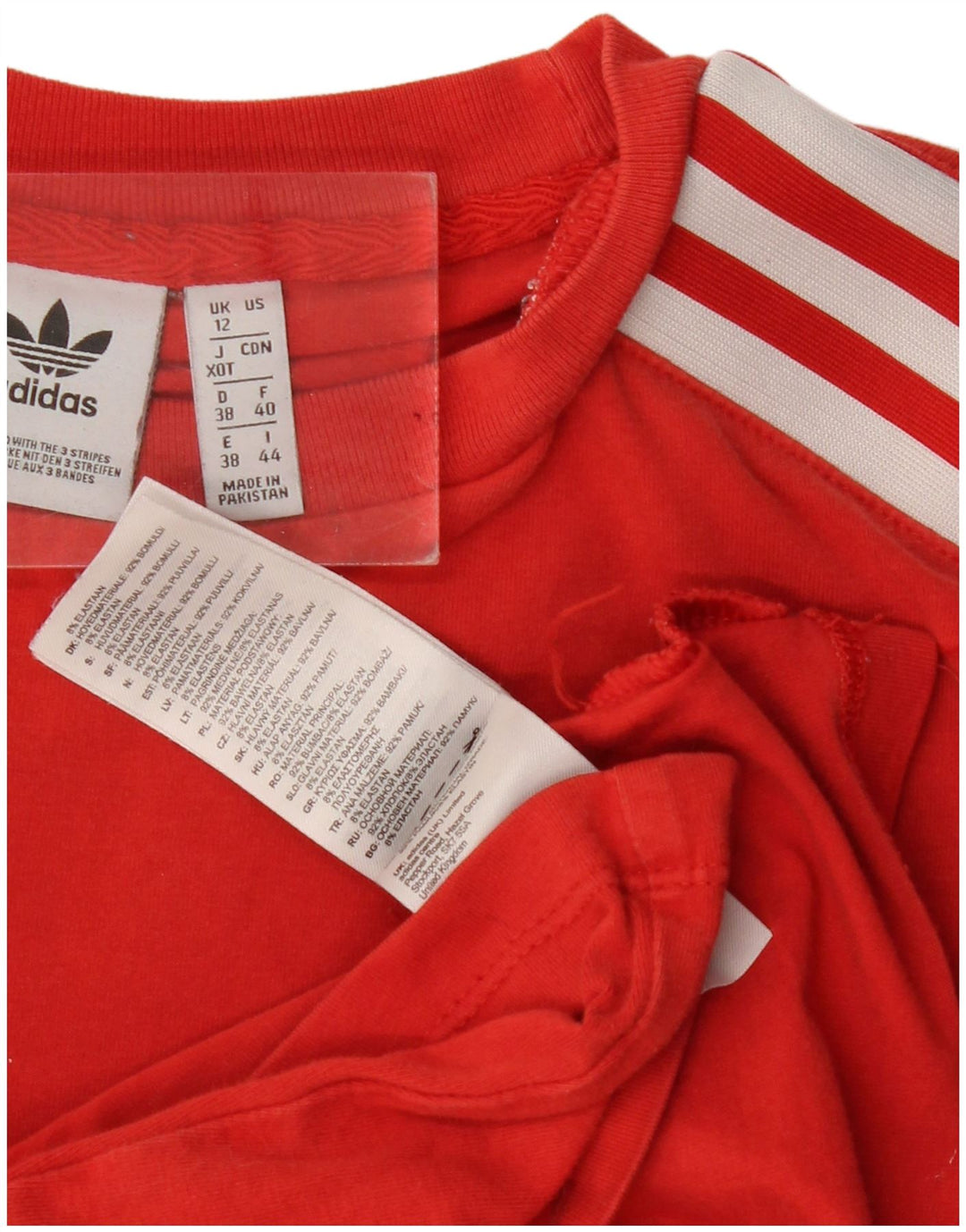 Adidas Womens T-Shirt Top UK 12 Medium Red Cotton