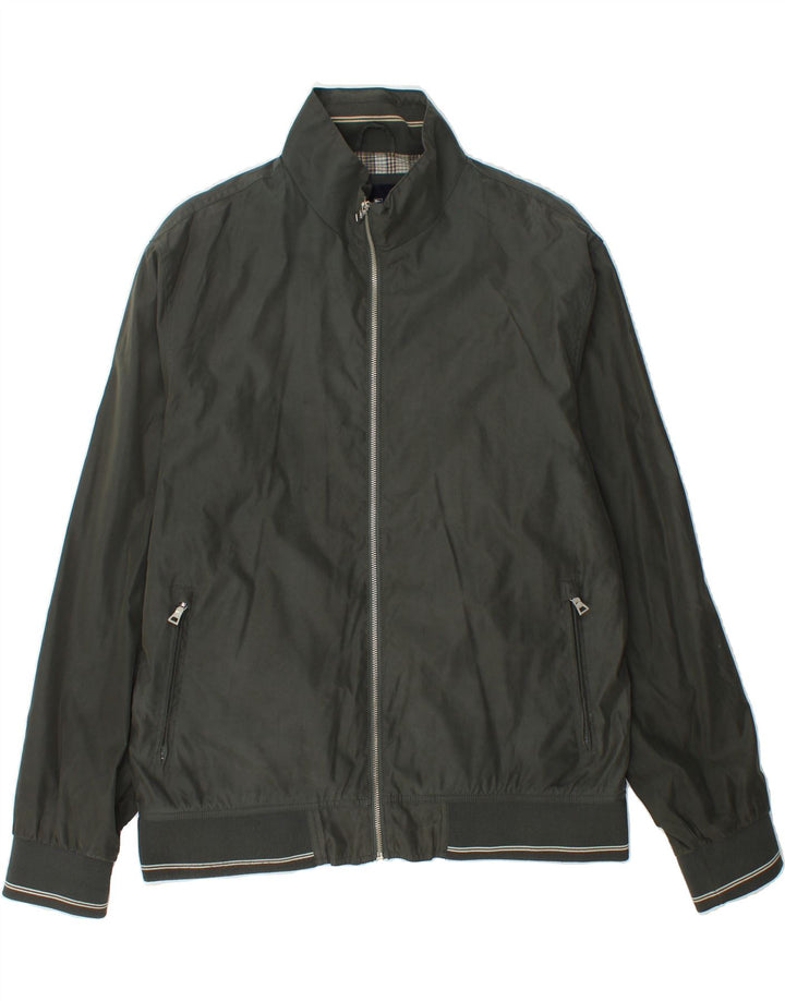 MARKS & SPENCER Mens Bomber Jacket UK 40 Large Green Polyester Vintage Marks & Spencer and Second-Hand Marks & Spencer from Messina Hembry 