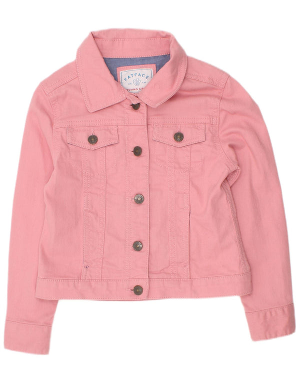 Fat Face Girls Denim Jacket 7-8 Years Pink Cotton