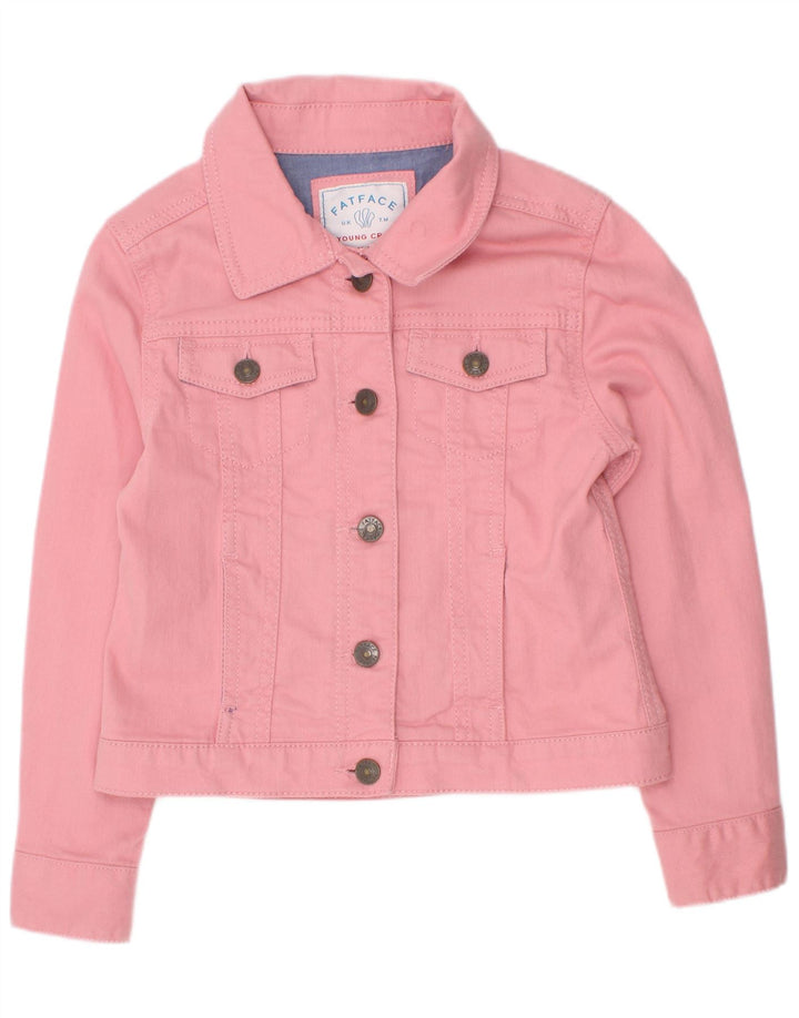 Fat Face Girls Denim Jacket 7-8 Years Pink Cotton