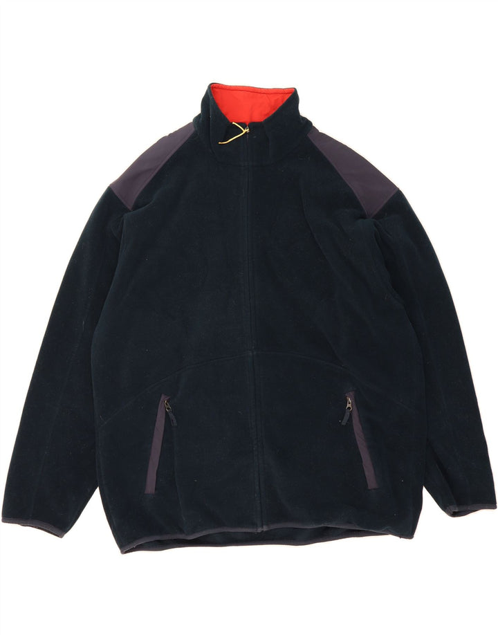 MARKS & SPENCER Mens Fleece Jacket UK 42 XL Navy Blue Colourblock Vintage Marks & Spencer and Second-Hand Marks & Spencer from Messina Hembry 