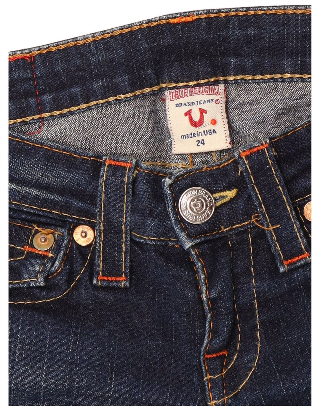 True Religion Womens Slim Bootcut Jeans W24 L33 Blue Cotton