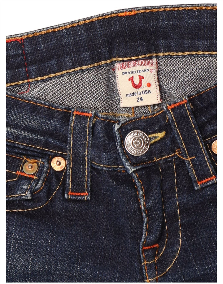 True Religion Womens Slim Bootcut Jeans W24 L33 Blue Cotton