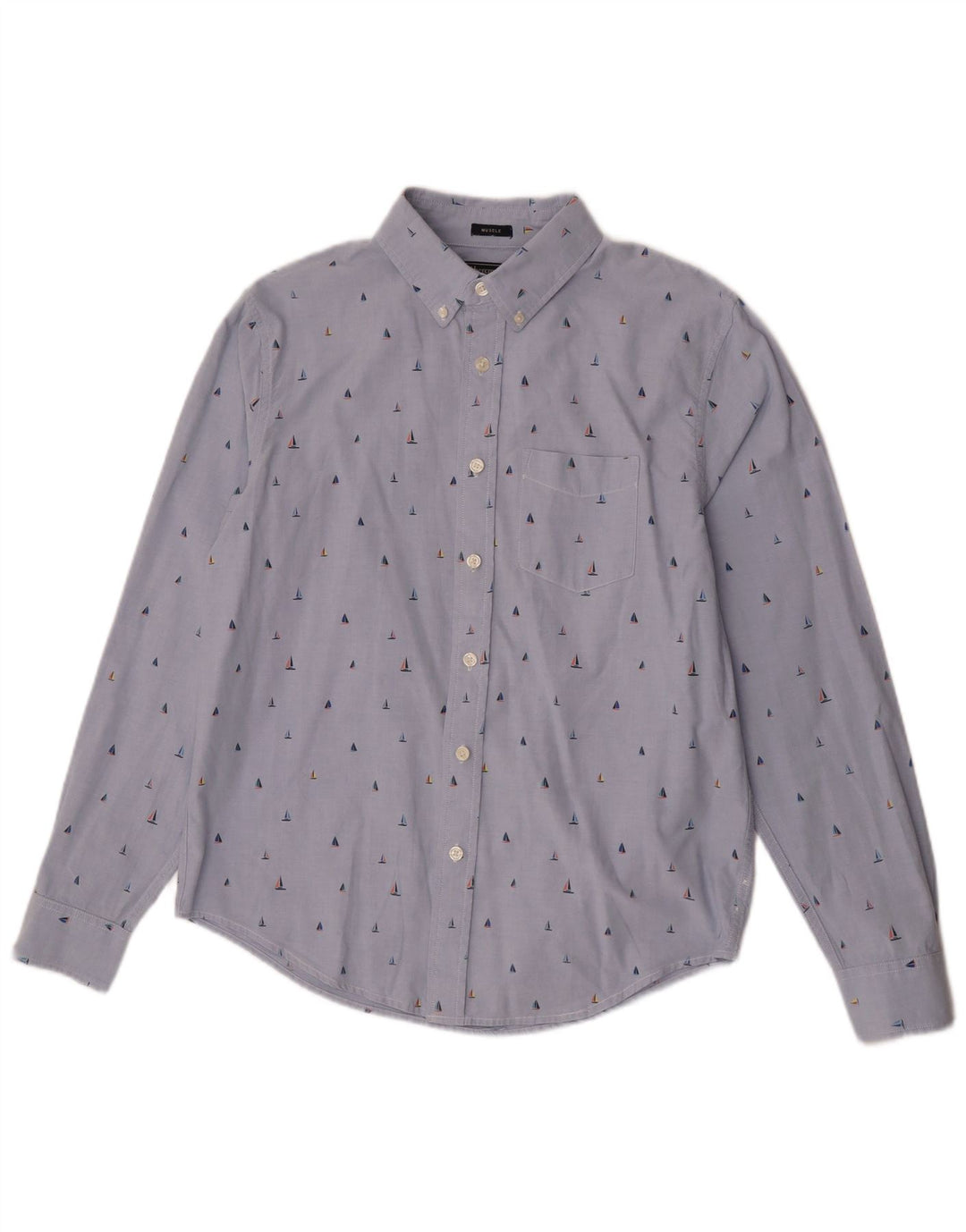 Abercrombie & Fitch Mens Muscle Shirt Medium Blue Spotted Cotton
