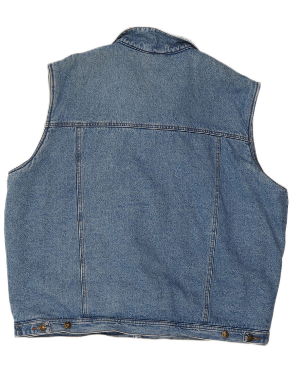 Vintage Mens Worker Wear Sherpa Denim Gilet UK 46/48 3XL Blue Cotton