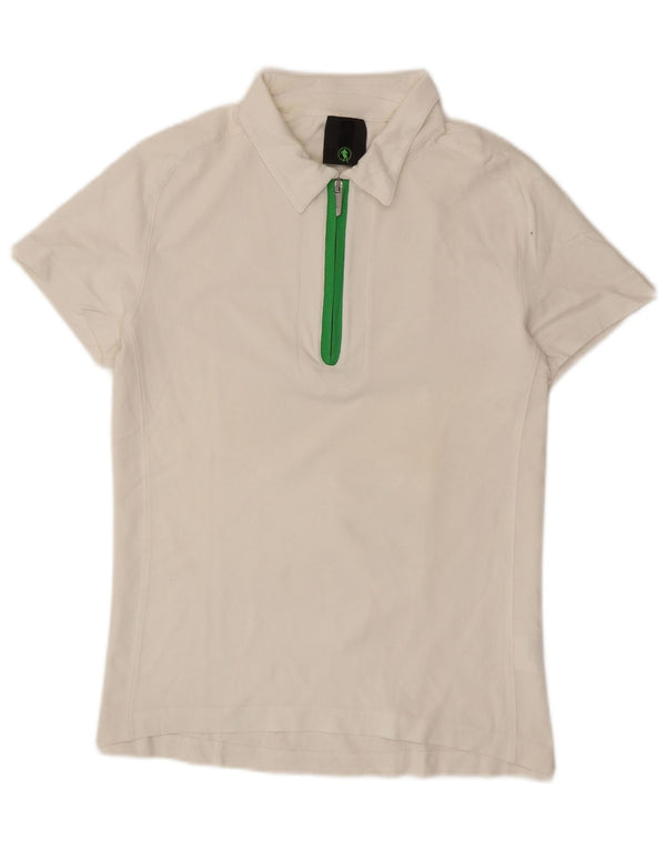 Vintage Mens Polo Shirt Medium White Cotton