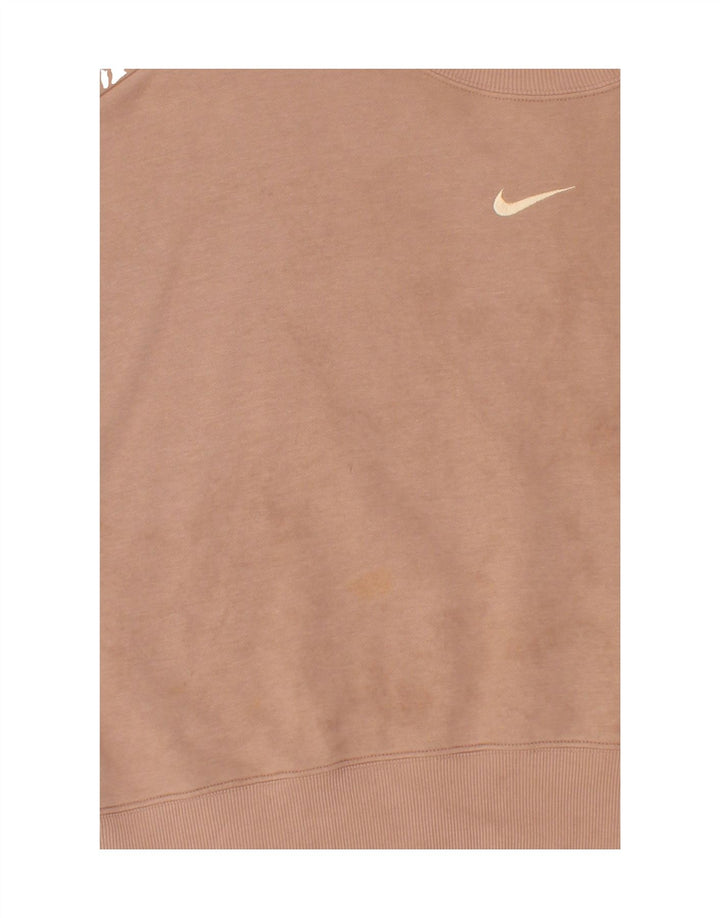 NIKE Womens Oversized Crop Sweatshirt Jumper UK 16 Large Pink Cotton